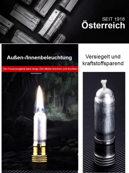 [Österreichische Militärqualität] Outdoor-Feuerzeug aus Messing, winddicht