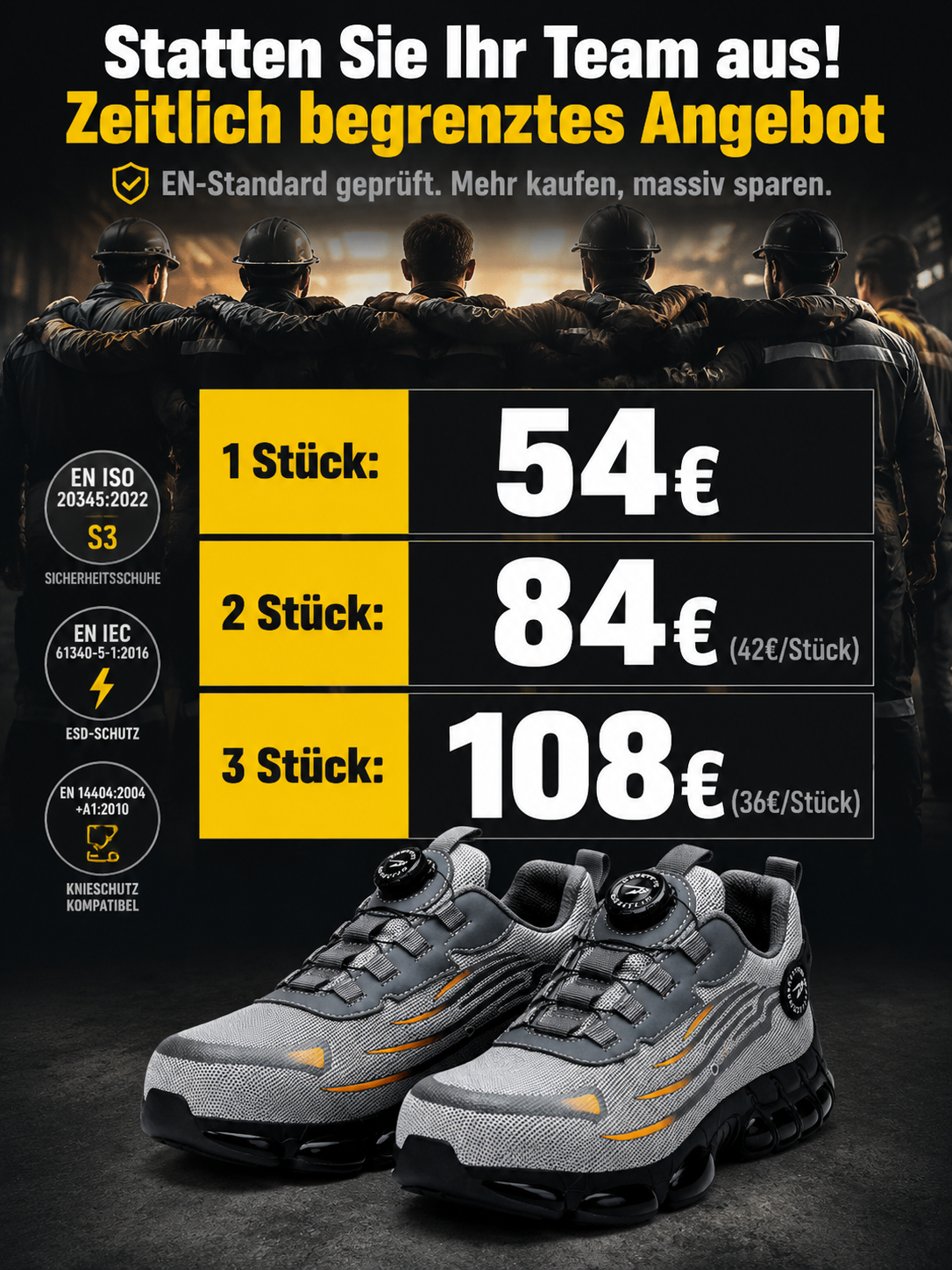 🛠️ Leicht Arbeitsschuhe | Kevlar Durchstichschutz | Atmungsaktiv | Bester Schutz 🛠️