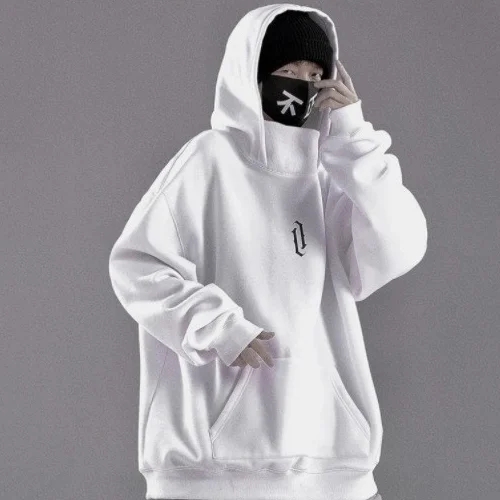 Lose Samtjacke mit hohem Kragen und Kapuze für Paare im Hip-Hop-Stil