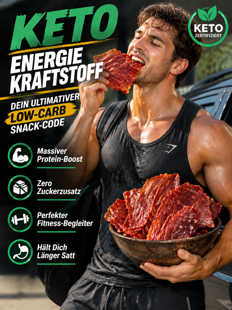Aus 5 Pfund Rinderfilet wird 1 Pfund Knuspergenuss: EU-kontrollierte Bio-Angus-Beef-Chips in reinster Manufaktur-Qualität