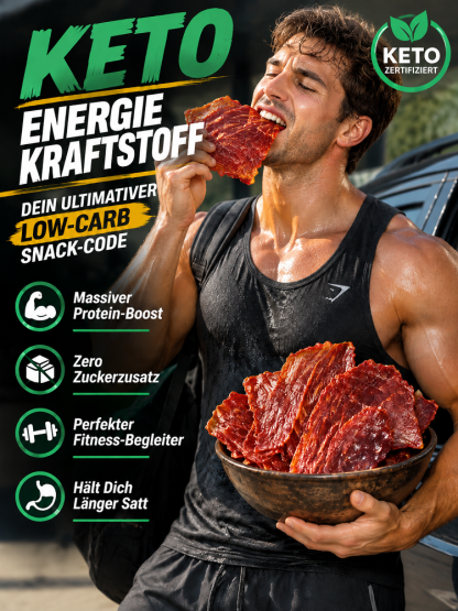 Aus 5 Pfund Rinderfilet wird 1 Pfund Knuspergenuss: EU-kontrollierte Bio-Angus-Beef-Chips in reinster Manufaktur-Qualität
