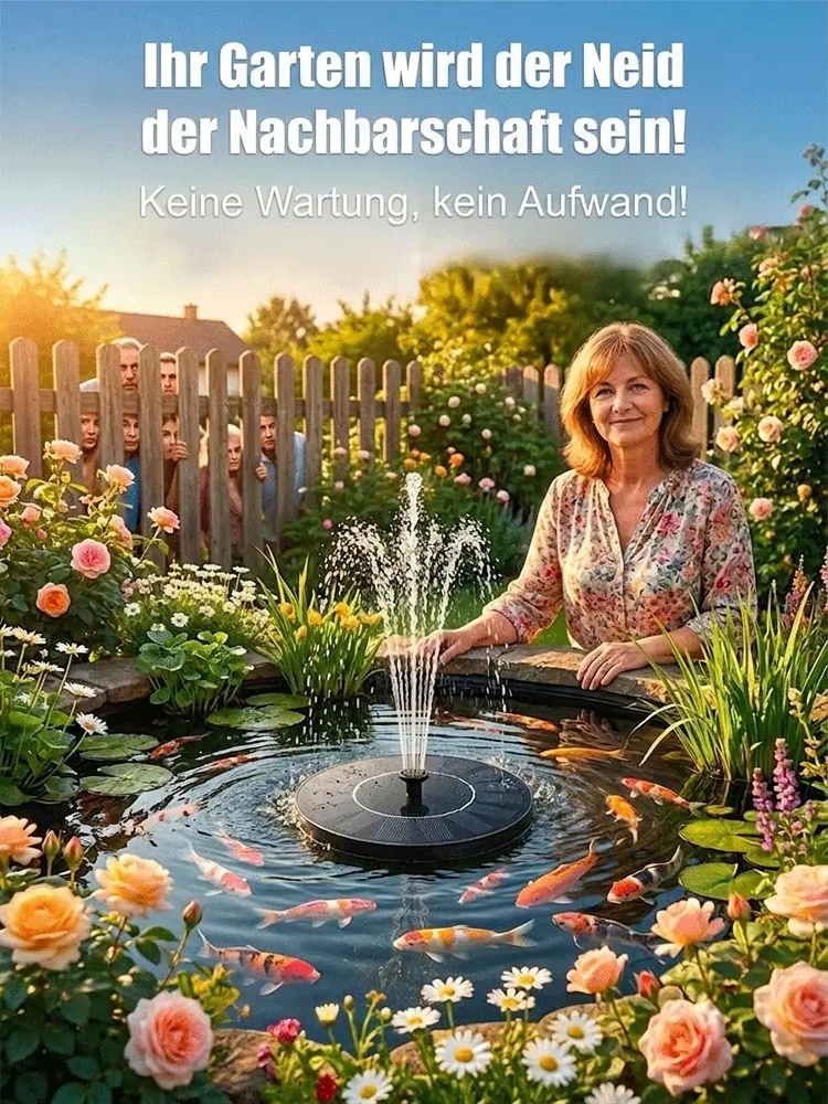 Solar Springbrunnen Garten ☀️ 0€ Stromkosten 💧 Sauerstoff-Boost 🛡️ IP68 Wasserdicht ✅ Einfache Installation
