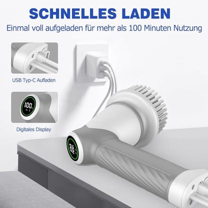 Elektrische Reinigungsbürste Haushalt, Fugenreiniger fürs Bad mit leistungsstarkem Motor, 7 Bürstenk?pfe Bürste zum putzen, Reinigungsbürste mit Led Anzeige für Küche, Bad und Auto-2 Speed