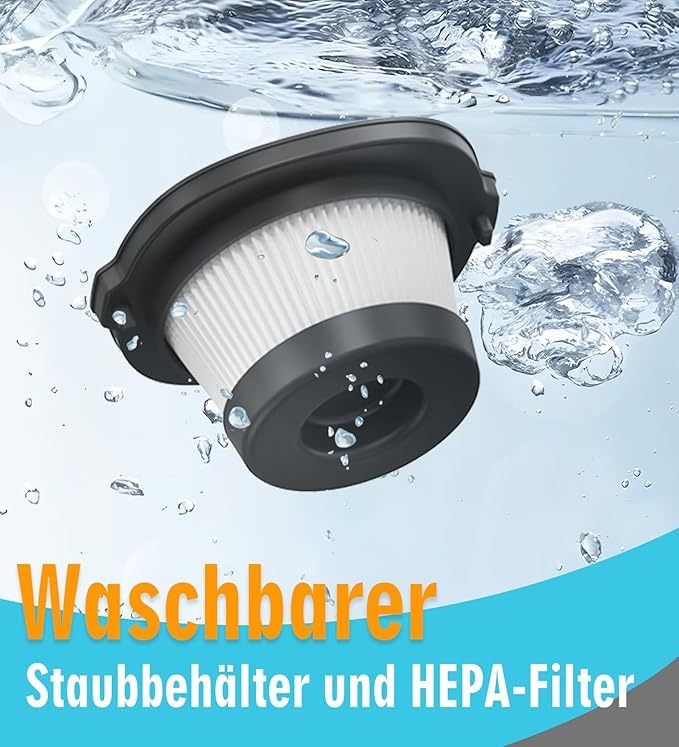 Handstaubsauger, 9500PA handstaubsauger akku mit Starke saugkraft, leicht und tragbar Auto staubsauger mit Waschbar HEPA-Filter, 100W handstaubsauger kabellos für Auto/Haus/Haustiere Handheld