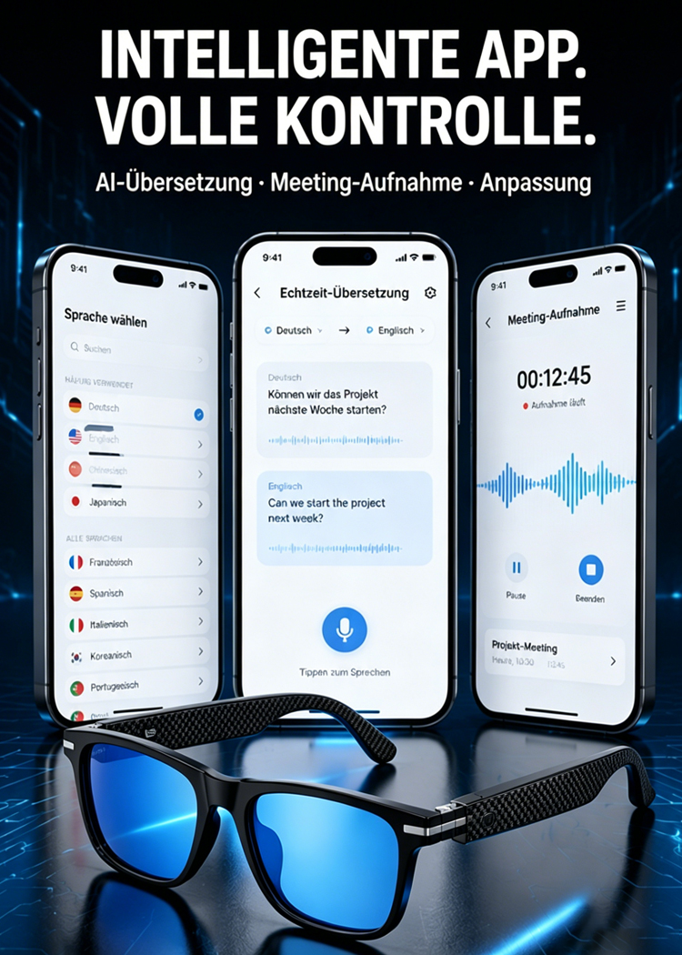 🕶️ AI Smart Glasses: Autofokus + Echtzeit-Übersetzung + 3D AR Navigation + Blaulicht-Schutz 🚀