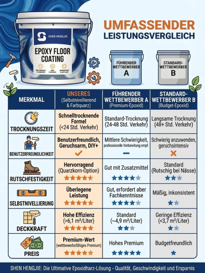 Premium DIY Bodenbeschichtung 🥇 Selbstnivellierend, Geruchsneutral, 2H Schnelltrocknend, R10 Rutschfest, Spart 90% Kosten 🚀