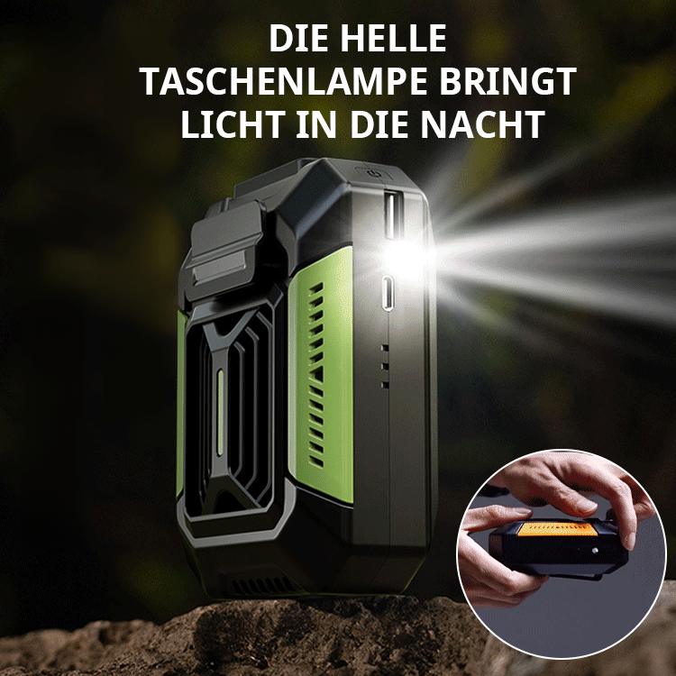 Trotzen Sie der Hitze im Freien! 🌬️ Tragbare Klimaanlage 🔋 kühlt Sie um 10-20°C ab + Nachtbeleuchtung + mobile Stromquelle, ideal für Abenteuer und Arbeit! 🚀