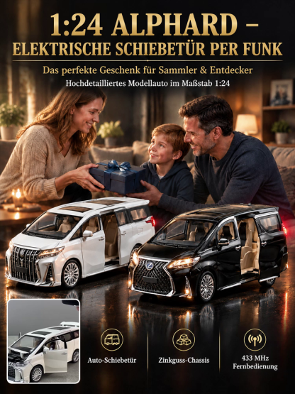 ✨ Premium Sammler-Van 1:24 | Metall-Chassis | Vierrad-Federung | 4-Fach Einbrennlackierung | Geschenkbox 🎁