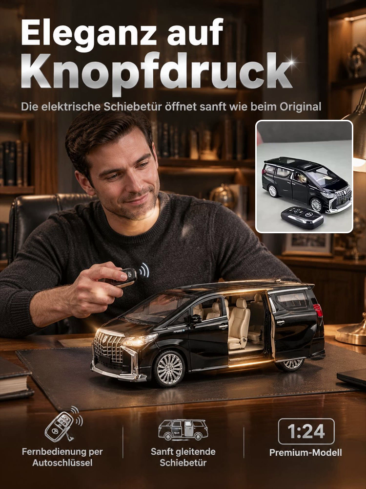 ✨ Premium Sammler-Van 1:24 | Metall-Chassis | Vierrad-Federung | 4-Fach Einbrennlackierung | Geschenkbox 🎁