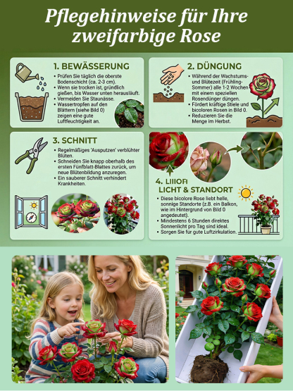 Seltene Rot-Grüne Rose 🌹 30 Tage Blüte ⏳ 200 Tage Pracht ✨ Winterhart ❄️ 1+1 GRATIS 🎁