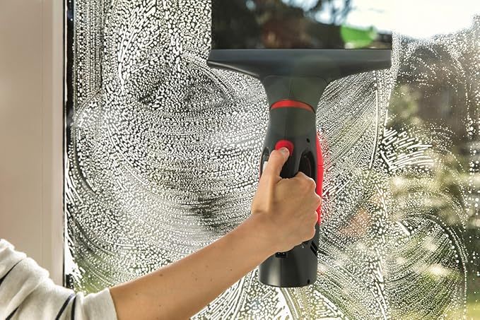 Vileda Windomatic Power Fenstersauger, Fensterputzer für Tropfen- und streifenfreie Fenster in einem Zug, inkl. 1 Akku-Ladeger?t und 1 Saugdüse