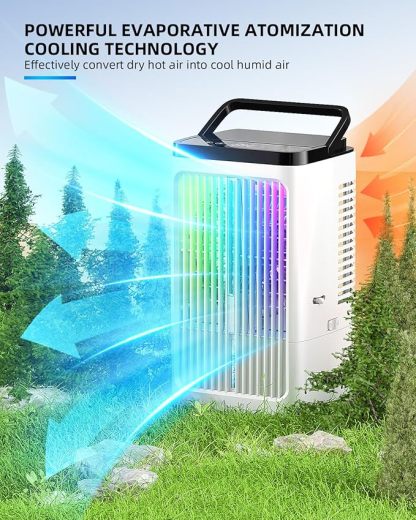 Klimaanlage mobil Luftkühler- Mobiles Klimager?te 1500ml Pers?nlich Ventilator mit 4 Windgeschwindigkeiten Wassertank 7 Farben Licht 2 Sprühfunktion, 1-8H Timer, für Schlafzimmer Büro