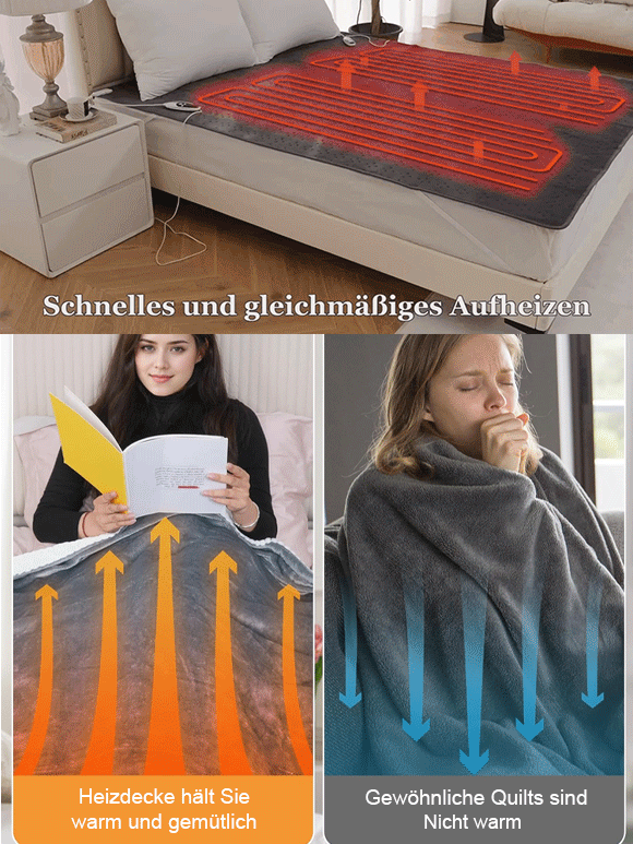 [Unabhängige Temperaturregelung in vier Zonen] Antibakterielle Heizdecke einstecken und erhitzen