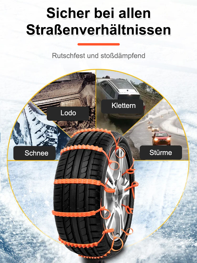[Ab 1,20 € pro Produkt] Schneeketten für Autos und Motorräder, die nie verschleißen