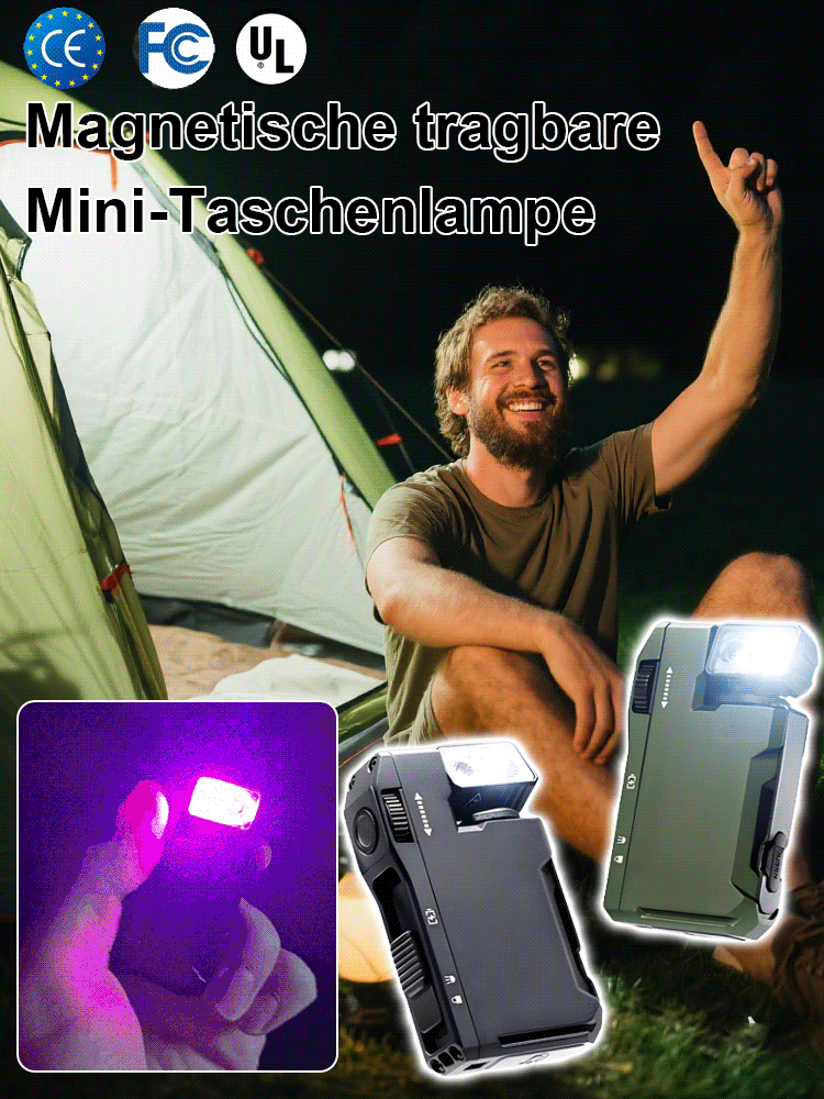 Hardcore-Gadget: ⚙️ Deine EDC-Multifunktions-Taschenlampe aus Metall! IP68 wasserdicht 💧, magnetisch schwenkbar 🧲 und passt in jede Hosentasche. 👖
