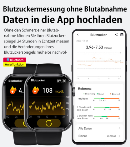 Nicht-invasive, nadelfreie intelligente Glukose-Uhr