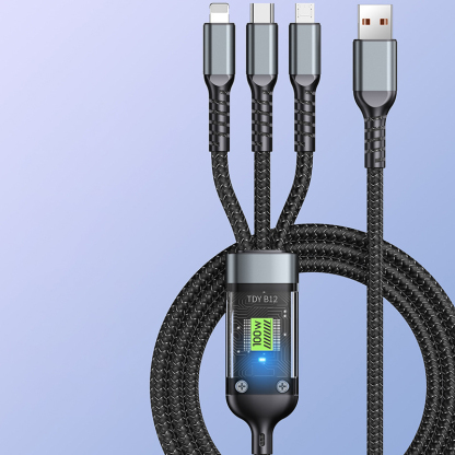 Transparentes Licht-emittierendes superschnelles Lade 3-in-1 Datenkabel