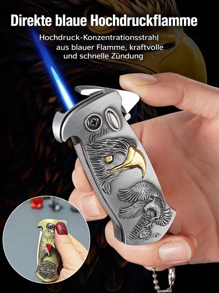 🦅 Taktisches 3-in-1-Tool in Marine-Qualität: Sturmfestes Plasma-Feuerzeug + 440C-Stahlklinge + Flaschenöffner — Das ultimative Alpha-EDC! 🔥