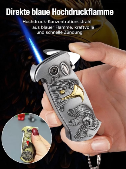 🦅 Taktisches 3-in-1-Tool in Marine-Qualität: Sturmfestes Plasma-Feuerzeug + 440C-Stahlklinge + Flaschenöffner — Das ultimative Alpha-EDC! 🔥