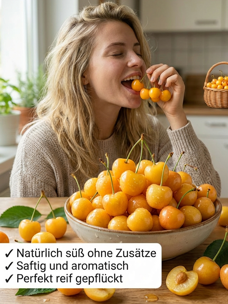 【Ergebnis des Jahres】Verbesserte Sorte, vogelfeste, frühreifende Rainier-Gelb-Kirschbaumsetzlinge