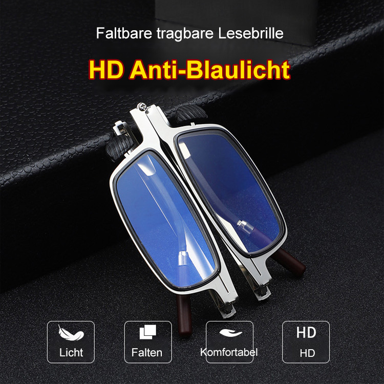 【Keine Sehtest erforderlich】🕶️ Zusammenklappbare, tragbare Brille mit Blaulichtfilter und Zoom-Funktion 📦🔍