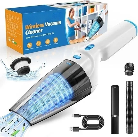 Handstaubsauger, 9500PA handstaubsauger akku mit Starke saugkraft, leicht und tragbar Auto staubsauger mit Waschbar HEPA-Filter, 100W handstaubsauger kabellos für Auto/Haus/Haustiere Handheld