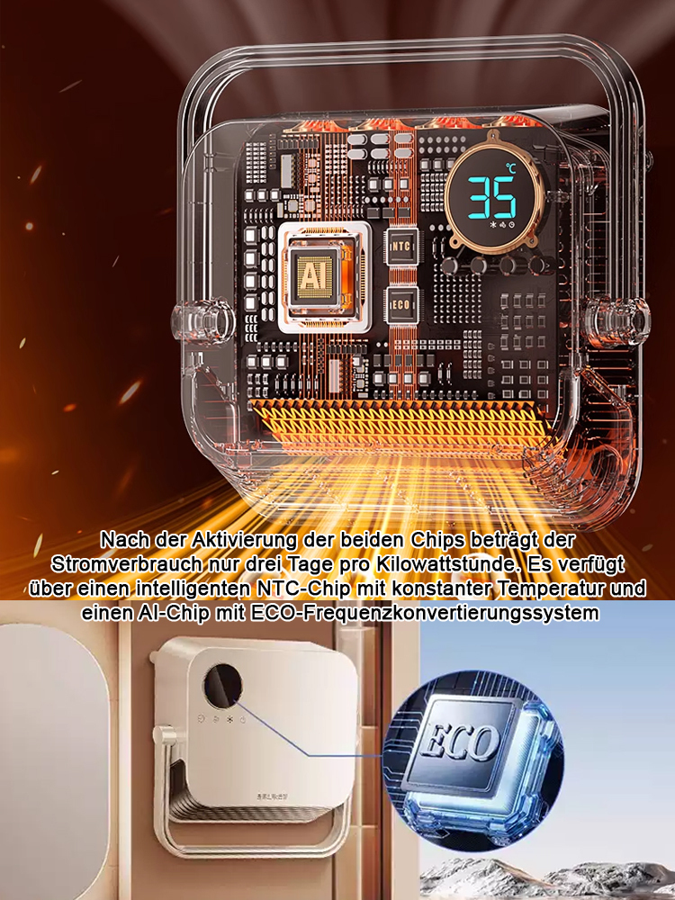  2000W Hochleistung, intelligente Sprachsteuerung, energieeffizientes und schnelles Heizen mit wasserdichtem 🌀🌡️ Warmluftgebläse.