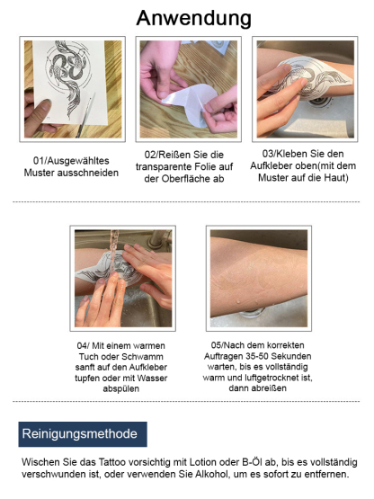 Wasserfester Tattoo-Aufkleber für den halben Arm