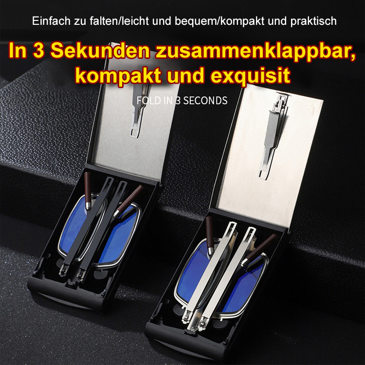 【Keine Sehtest erforderlich】🕶️ Zusammenklappbare, tragbare Brille mit Blaulichtfilter und Zoom-Funktion 📦🔍