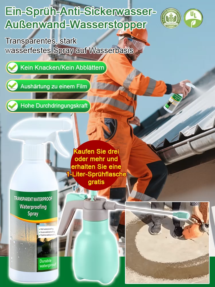 [Alle Szenarien | Sonnen- & Frostbeständig] Transparentes Wasserbasis-Spray – Stark wasserdicht