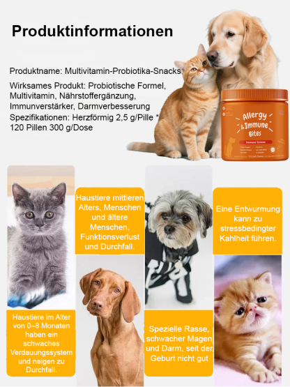 🛡️ Stärkt Immunsystem & Verdauung | 11-in-1 Power-Snacks mit Vitaminen & Probiotika für Hunde & Katzen 🐶🐱