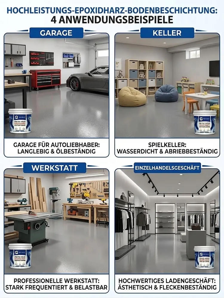 Premium DIY Bodenbeschichtung 🥇 Selbstnivellierend, Geruchsneutral, 2H Schnelltrocknend, R10 Rutschfest, Spart 90% Kosten 🚀