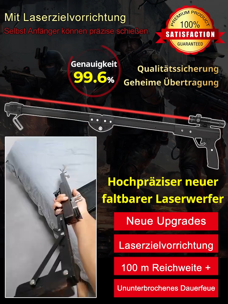 Keine Genehmigung erforderlich 🔓 Laserzielerfassung, neuartige klappbare Wolframstahl-Schleuder mit Abzug—Trefferquote von 99,5 % innerhalb von 100 Metern! 🎯