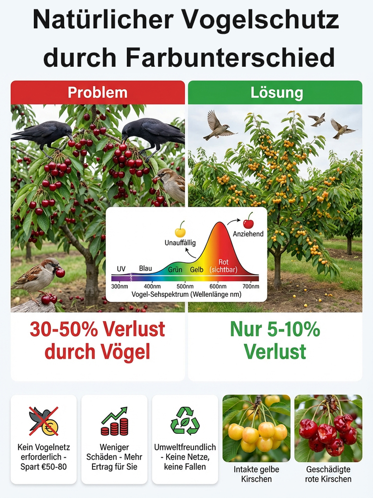 【Ergebnis des Jahres】Verbesserte Sorte, vogelfeste, frühreifende Rainier-Gelb-Kirschbaumsetzlinge