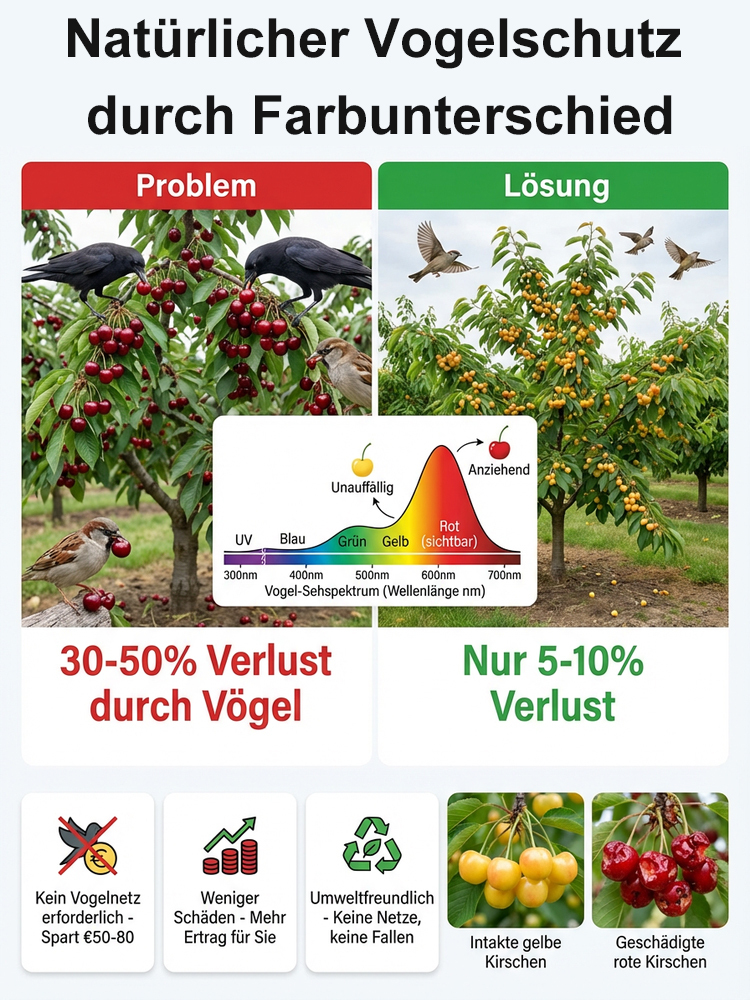 【Ergebnis des Jahres】Verbesserte Sorte, vogelfeste, frühreifende Rainier-Gelb-Kirschbaumsetzlinge