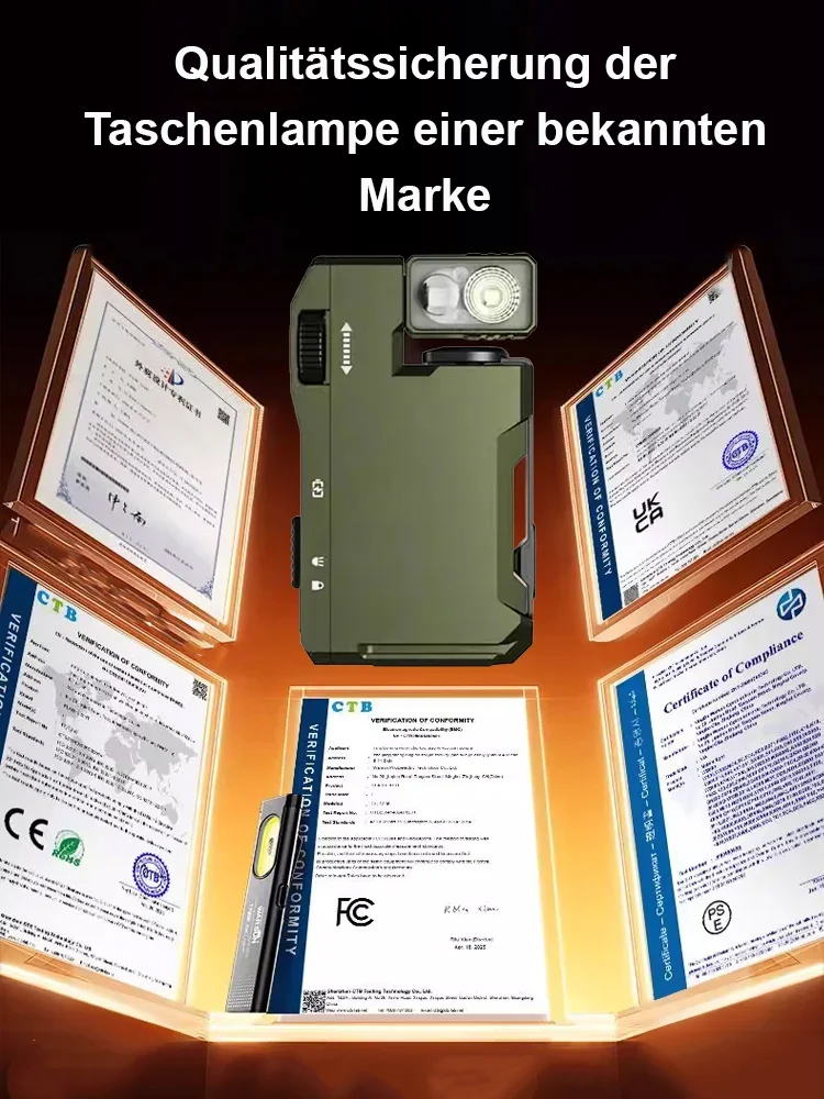 Hardcore-Gadget: ⚙️ Deine EDC-Multifunktions-Taschenlampe aus Metall! IP68 wasserdicht 💧, magnetisch schwenkbar 🧲 und passt in jede Hosentasche. 👖