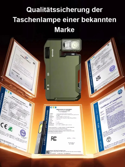 Hardcore-Gadget: ⚙️ Deine EDC-Multifunktions-Taschenlampe aus Metall! IP68 wasserdicht 💧, magnetisch schwenkbar 🧲 und passt in jede Hosentasche. 👖
