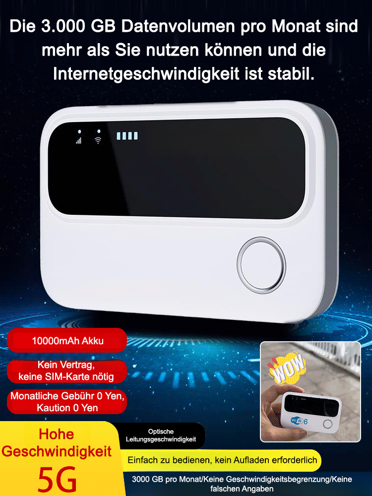 📊 Keine Vertragsbindung und keine zusätzlichen Gebühren! 🚫📄⚡️ Hochgeschwindigkeits-🌟und tragbares WLAN zum Mitnehmen! 📶