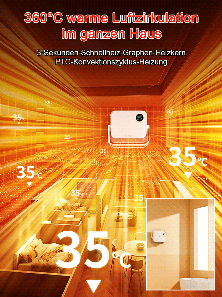  2000W Hochleistung, intelligente Sprachsteuerung, energieeffizientes und schnelles Heizen mit wasserdichtem 🌀🌡️ Warmluftgebläse.