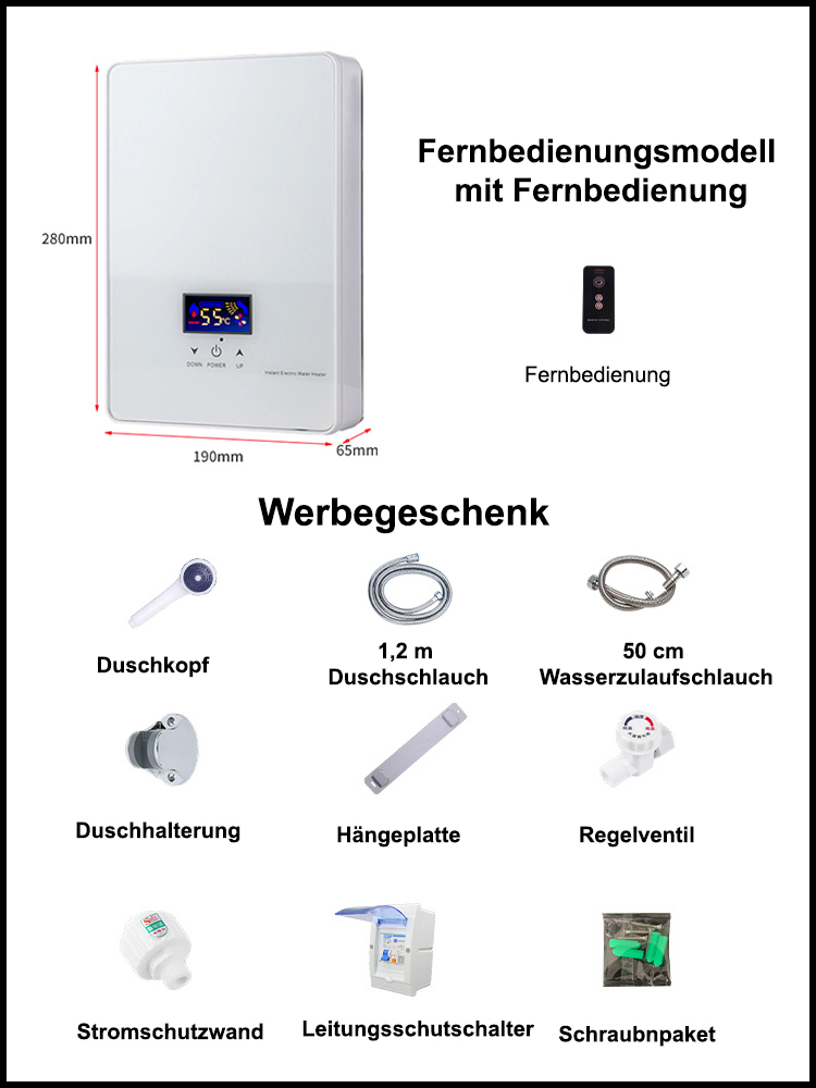 【Keine komplizierte Installation erforderlich】🚿 ECO Durchlauferhitzer für die Wandmontage，Exklusives Energiesparpatent！💡 🌿