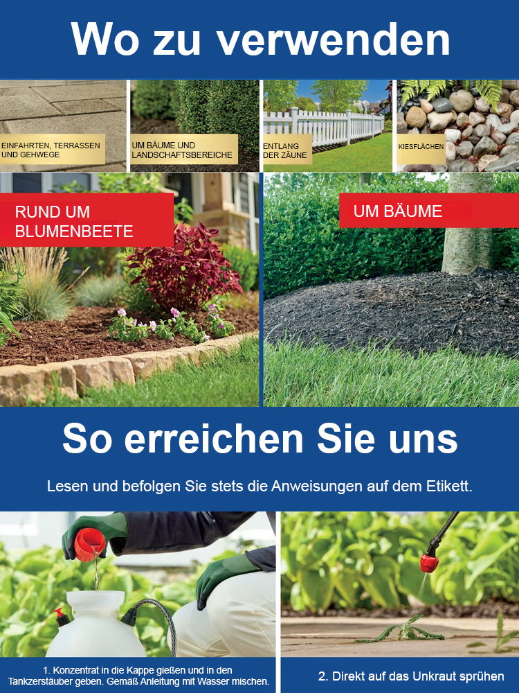Eine Flasche kann 750㎡ abdecken! 🌿 Einmal angewendet, bleibt der Bereich 3 Jahre frei von Unkraut! 🚫🌱