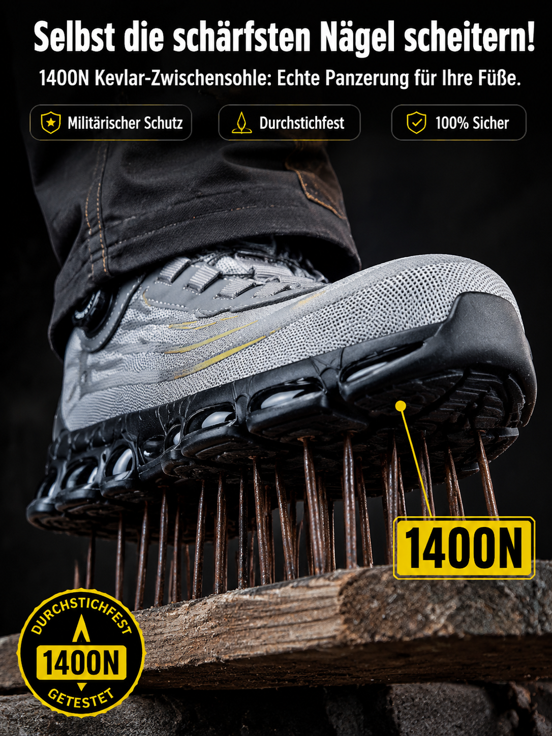 🛠️ Leicht Arbeitsschuhe | Kevlar Durchstichschutz | Atmungsaktiv | Bester Schutz 🛠️