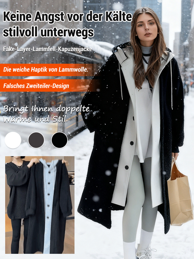 Kapuzenjacke aus Lammfellimitat - FBA