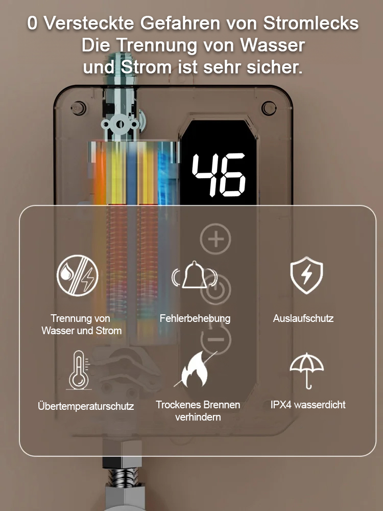 Jeden Monat nur 5 Euro für heißes Wasser für die ganze Familie! AI-gesteuerter Durchlauferhitzer, der in 3 Sekunden aufheizt. 🚿💧