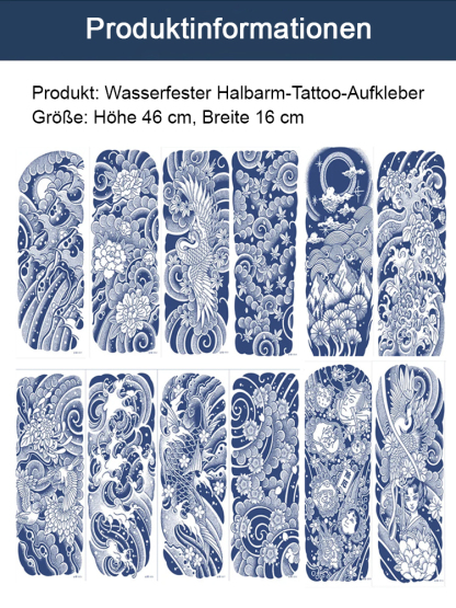 Wasserfester Tattoo-Aufkleber für den halben Arm