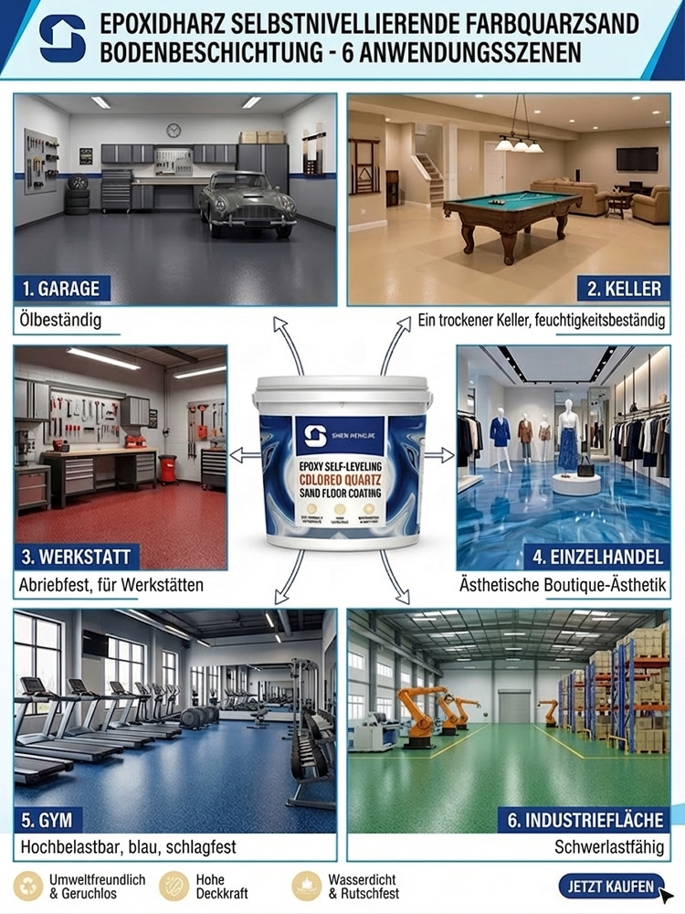 Premium DIY Bodenbeschichtung 🥇 Selbstnivellierend, Geruchsneutral, 2H Schnelltrocknend, R10 Rutschfest, Spart 90% Kosten 🚀