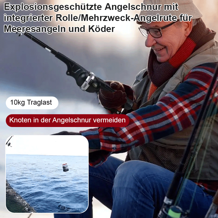 Mehrzweckrute mit Antifischleine und einer Rolle für Meeresangeln und Roadrunner.