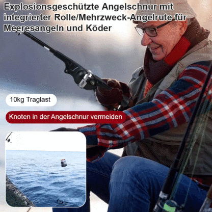 Mehrzweckrute mit Antifischleine und einer Rolle für Meeresangeln und Roadrunner.
