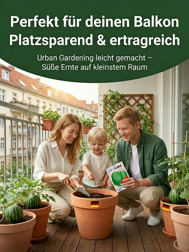 Mini-Wassermelone Samen für Balkon 🍉 Ultradünne Schale Kernlos 60 Tage Ernte Einfacher Anbau