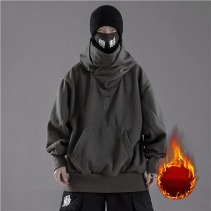 Lose Samtjacke mit hohem Kragen und Kapuze für Paare im Hip-Hop-Stil
